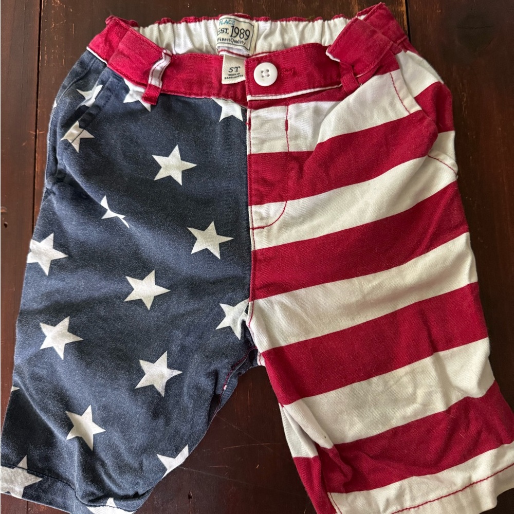 The Children's Place Patriotic Star & Stripe Shorts - Red, White, Blue